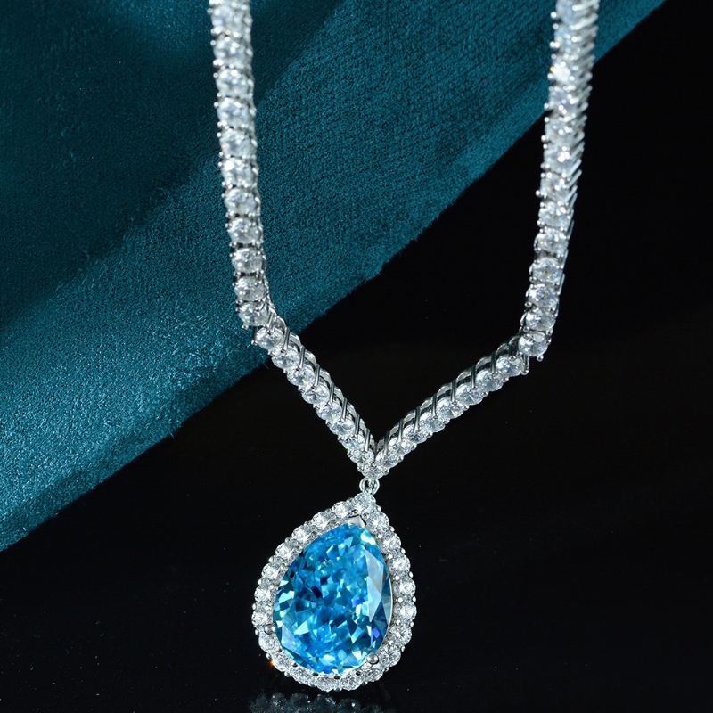 Heart of the Ocean Pendant 40ct High-End Luxury Flash Full Diamond Necklace
