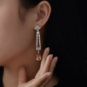 Salomonpulver 5 karat högt kol diamantvatten droppe 10*14 långa tofsörhängen