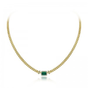 2022 Ny 1CT -odlad smaragdhänge 925 Silverjusterbart enkelt halsband