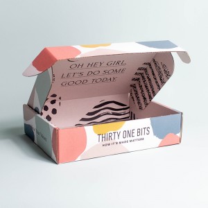 Dubbelsidig rosa flygplan Box Square Express Kläder T-shirt Förpackningsbox Multi-storlek Färglåda Korrugerad låda