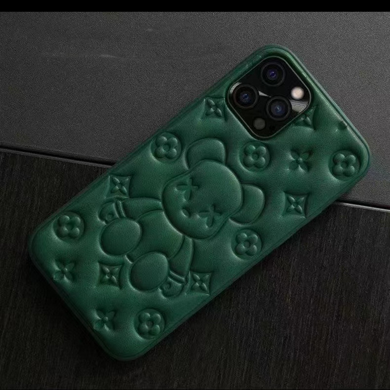 Nytt mobiltelefonfodral, Apple iPhone13Pro Leather Bear 3D präglingsprocess Mobiltelefonskyddsläderfodral