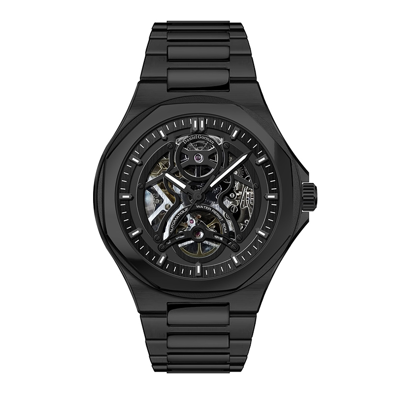 Daniel Gorman DG9111 Luxury Mechanical Hollow Out Watch Men \\ 's Waterproof Watch Leisure Luminous rostfritt stål Remmar Top Brand Luxury Watch