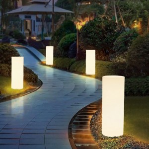 LED Outdoor Garden Art Decor Lights RGB Color Change Cylindrical Floor Lamp Batteridriven vattentät med fjärrkontroll för trädgårdsdekor, kommersiellt, bröllop, firande