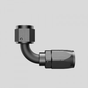 90 graders aluminium svängde en slangänd passning för flätad bränsleledning