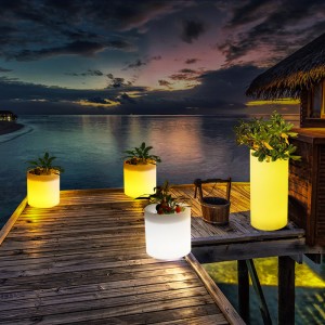 Utomhusträdgårdsledda upplysta blomkrukor, RGB -färgbyte av plast LED upplysta blomkrukor för bröllop, evenemangsfest, hotell, köpcentrum öppningsceremoni dekoration (vattentät IP68)