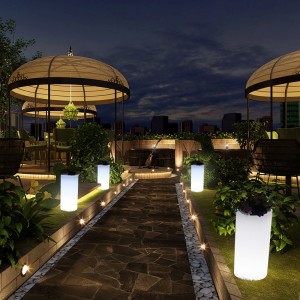 Utomhusträdgårdsledda upplysta blomkrukor, RGB -färgbyte av plast LED upplysta blomkrukor för bröllop, evenemangsfest, hotell, köpcentrum öppningsceremoni dekoration (vattentät IP68)