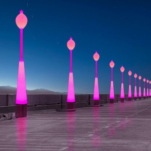 Utomhusträdgårdsledande gatuljus med stolpe, 60W RGB färg som byter vackert vattentätt gatuljus för trädgård, uteplats, park, skola, gräsmatta, villa, gatubelysning och dekor