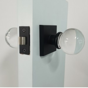 S2602 Passage Round Ball Crystal Door Knobs With Matte Black Square Rosette