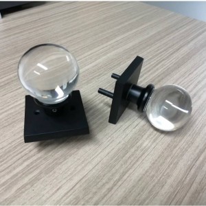 S2602 Passage Round Ball Crystal Door Knobs With Matte Black Square Rosette