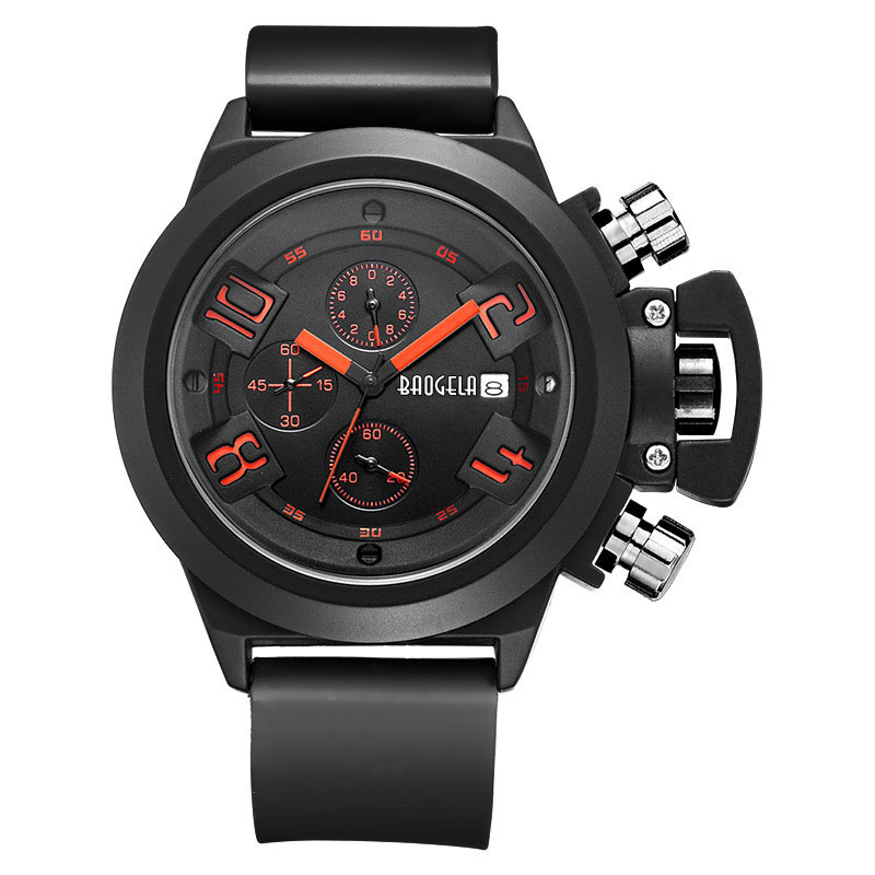 Baogela Chronograph Watch Top Brand Luxury Luminous Silicone Quartz Wrist Watches Military Sports Wristwatch för Man 1606 Green