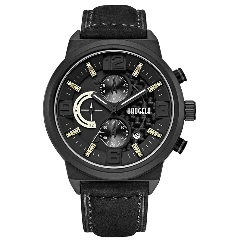 Baogela Men's Black Sports Quartz Watch Leisure Fashion Analog Timing Watch Display Men \\ 's Watch 1709 Black Blue