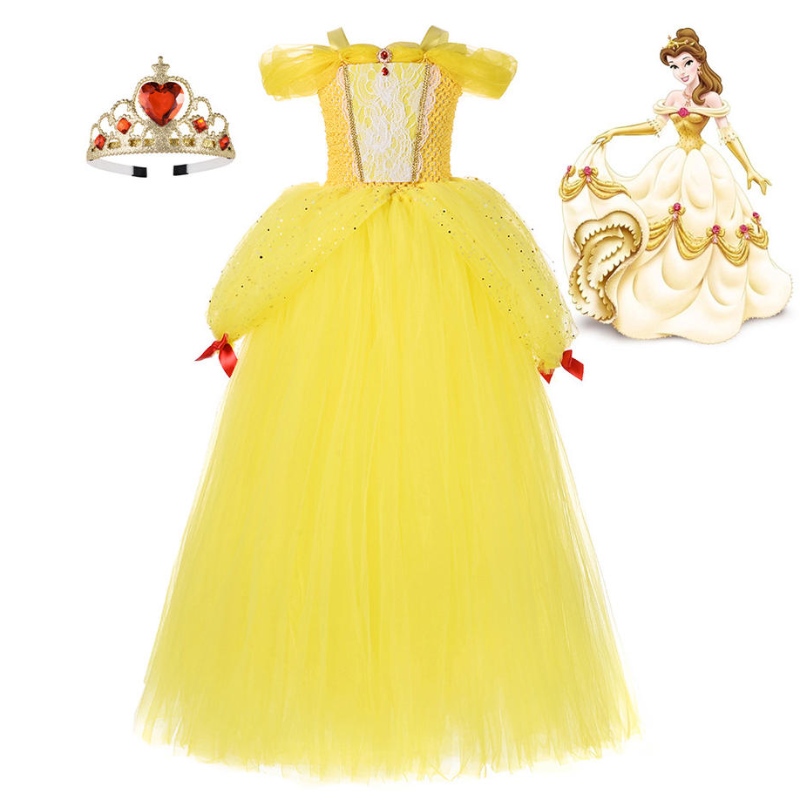 Flicka Belle Princess Dress Kids Beauty and the Beast Costume Girl Baby Christmas Princess Birthday Party Fancy Dress