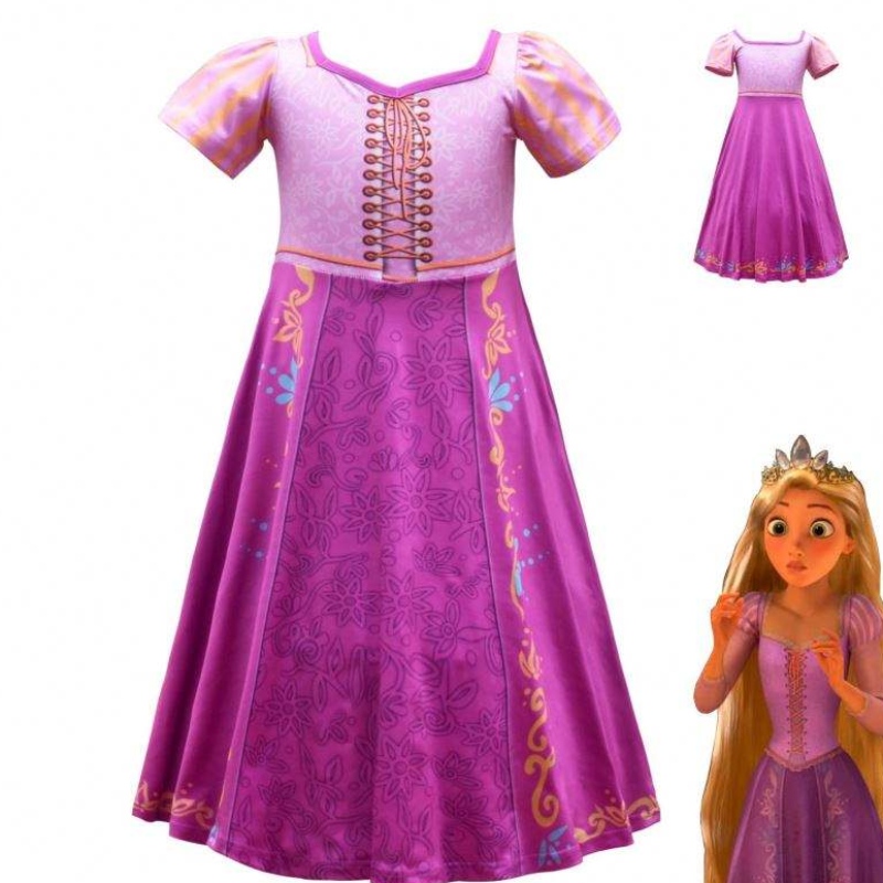 Ny stil rapunzel flickor lång klänning cosplay kostym is prinsessan tecknad kjol för fest 3753