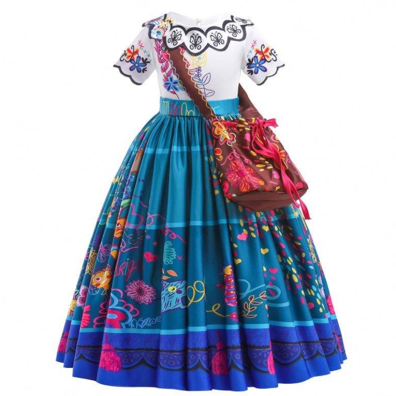 Baige Cosplay Costume Halloween Princess Dress Encanto Mirabel Girl Party Dress with Free Bag