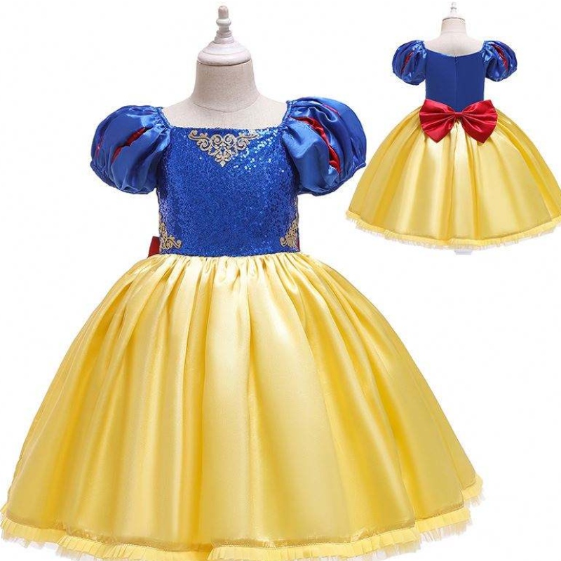 Baige Ny ankomst Kort ärmar Snow White Frock Girl Christmas Halloween Party Dress D0677