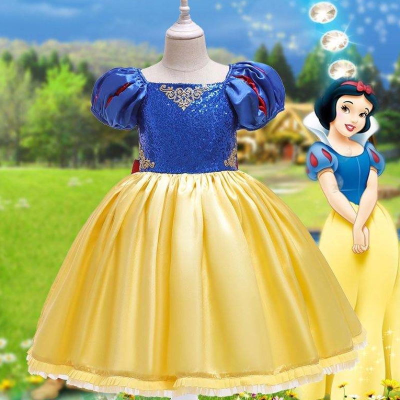 Baige Ny ankomst Kort ärmar Snow White Frock Girl Christmas Halloween Party Dress D0677