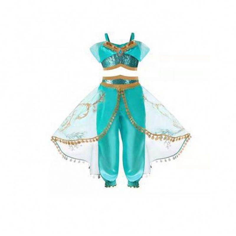 Ny produkt -TV&movie Jasmine Princess Dress Aladdin Magic Lamp Princess Costume Children Dresses Girl Party