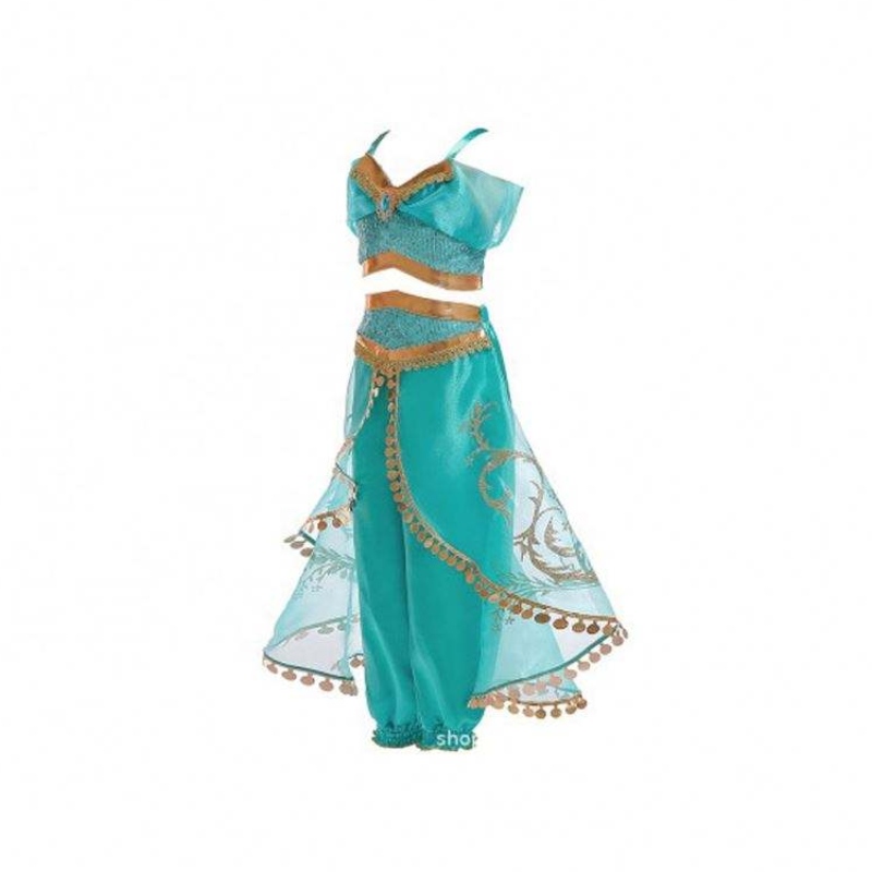 Ny produkt -TV&movie Jasmine Princess Dress Aladdin Magic Lamp Princess Costume Children Dresses Girl Party