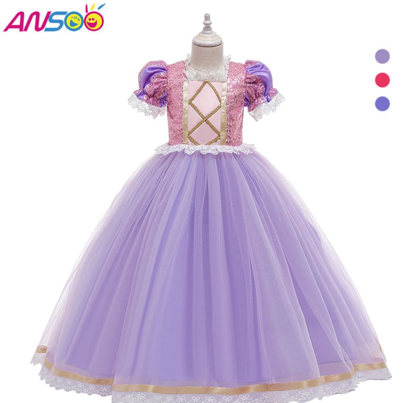 Ansoo barn födelsedagsfestklänningar halloween påsk karneval cosplay prinsessan sofia rapunzel klä upp flickor dräkt