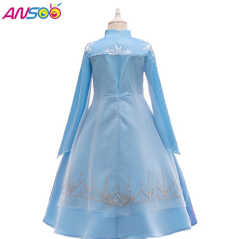 ANSOO Kids Elsa Princess Dress Halloween Cosplay Fancy Party Dress Up Anna Elsa Costume For Girls