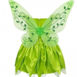 Småbarn Kid Halloween Cosplay födelsedagskläder Set Dancing Butterfly Green Fairy Wing Tinker Bell Dress 2-10T HCTB-001