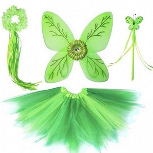 Småbarn Kid Halloween Cosplay födelsedagskläder Set Dancing Butterfly Green Fairy Wing Tinker Bell Dress 2-10T HCTB-001