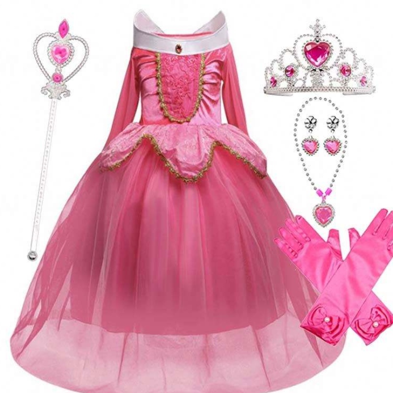 halloween kostym barn sovande skönhet prinsessan fest flickor kostym klänning 2-10 år aurora prinsessklänning hcsp-002