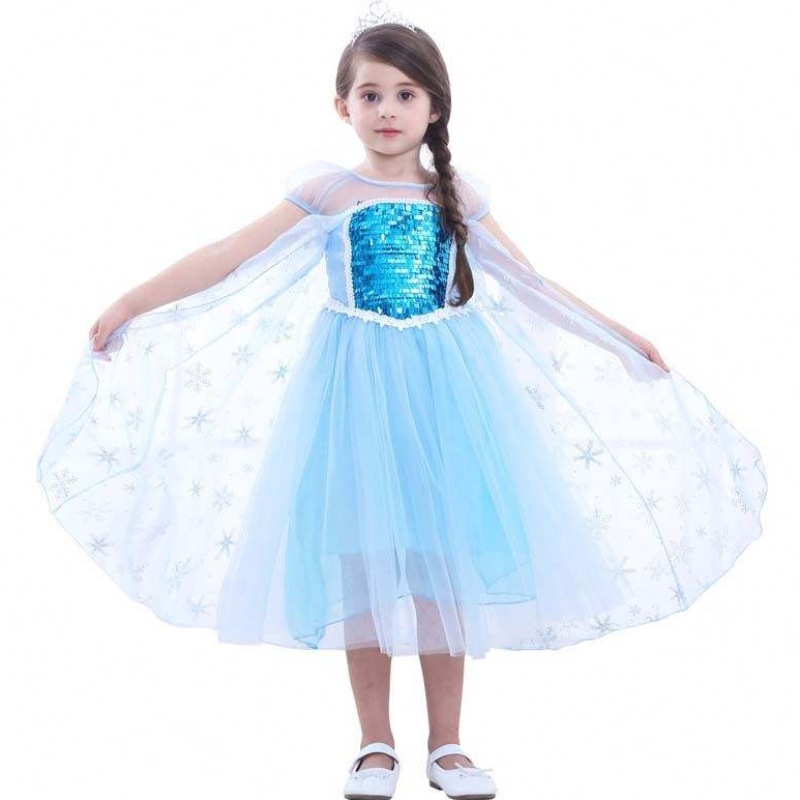 Princess Costumes Födelsedagsfest klä upp Little Girls Elsa Beadings Princess Dress HCGD-044