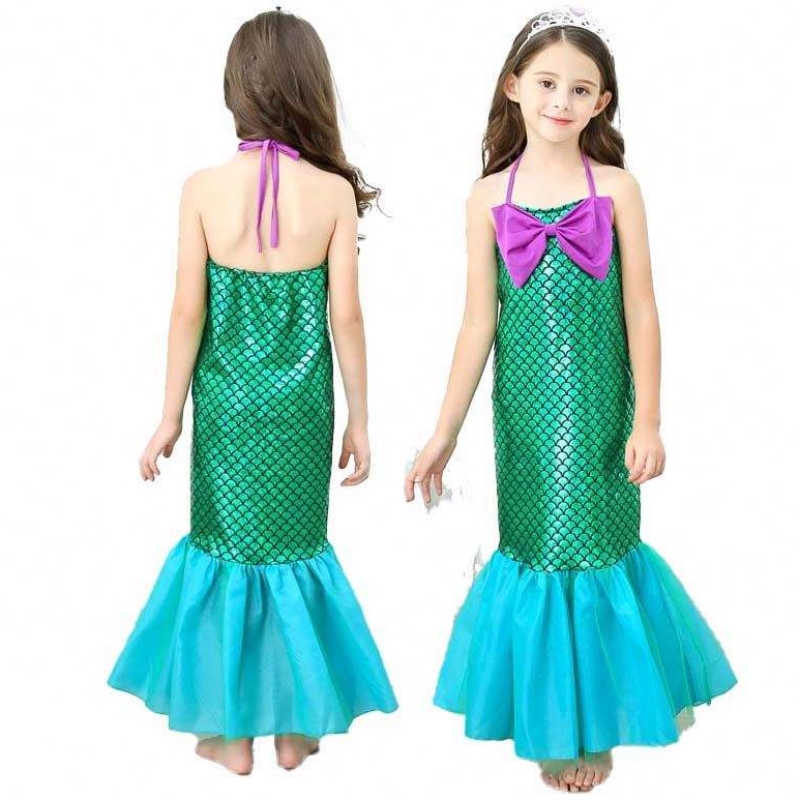 Klä upp fest Little Girls Mermaid Princess Mermaid Costume Girl With Gloves Crown Wand 3-10 Years DGHC-028