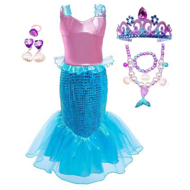 Födelsedagsfest Julklänning 2-10 år barn Princess Cosplay Girl Ariel Mermaid Costume HCMM-001