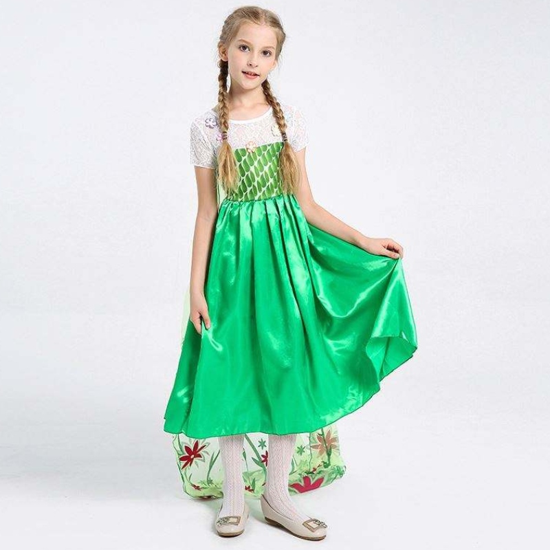 Amazon Top Seller Girl's Birthday Dress Costume Princess Anna Kids Dress Elsa för 4-10Y HCGD-019