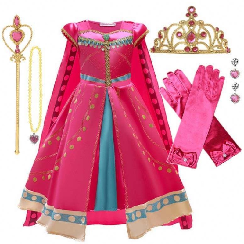 Flickor klä upp födelsedagen Halloween Party Little Princess Costume Arabian Dress with Cape Tiara Wand Hcal-002