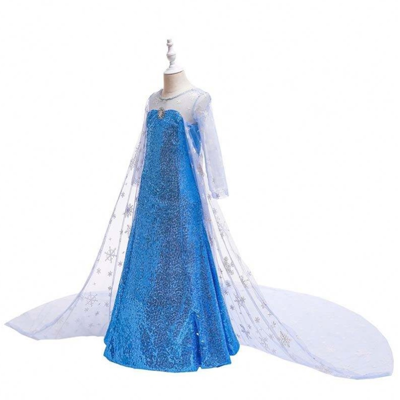 Barnflickor Little Princess Fancy Dress Up Cosplay Costume Elsa Coronation Dress Cosplay HCGD-020