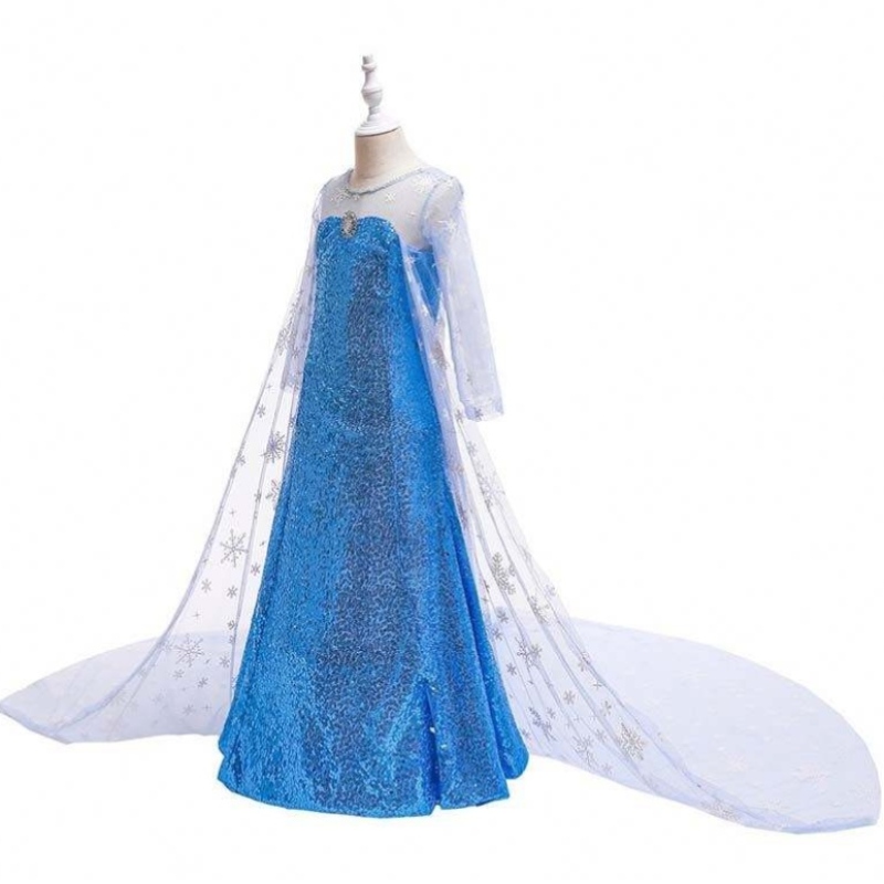 Barnflickor Little Princess Fancy Dress Up Cosplay Costume Elsa Coronation Dress Cosplay HCGD-020