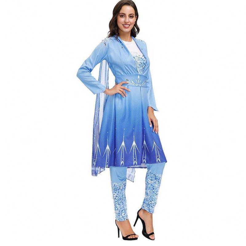 2022 Nya ankomster vuxna Snow Queen Elsa Cosplay Halloween kostymkvinnor HCGD-055