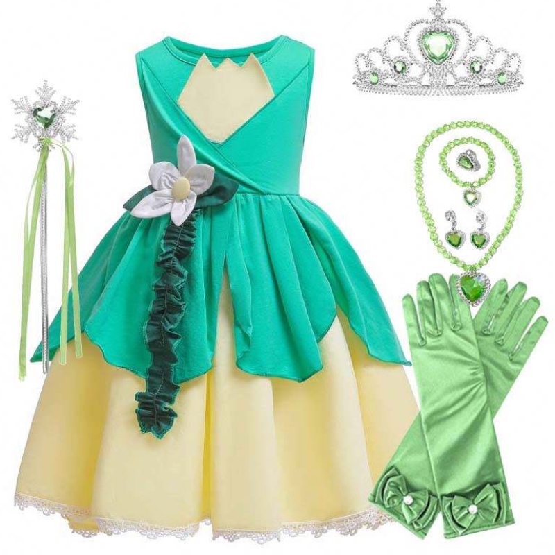Kids Halloween Costume Tiana Costume Princess and the Frog Costume for Girls HCTB-007