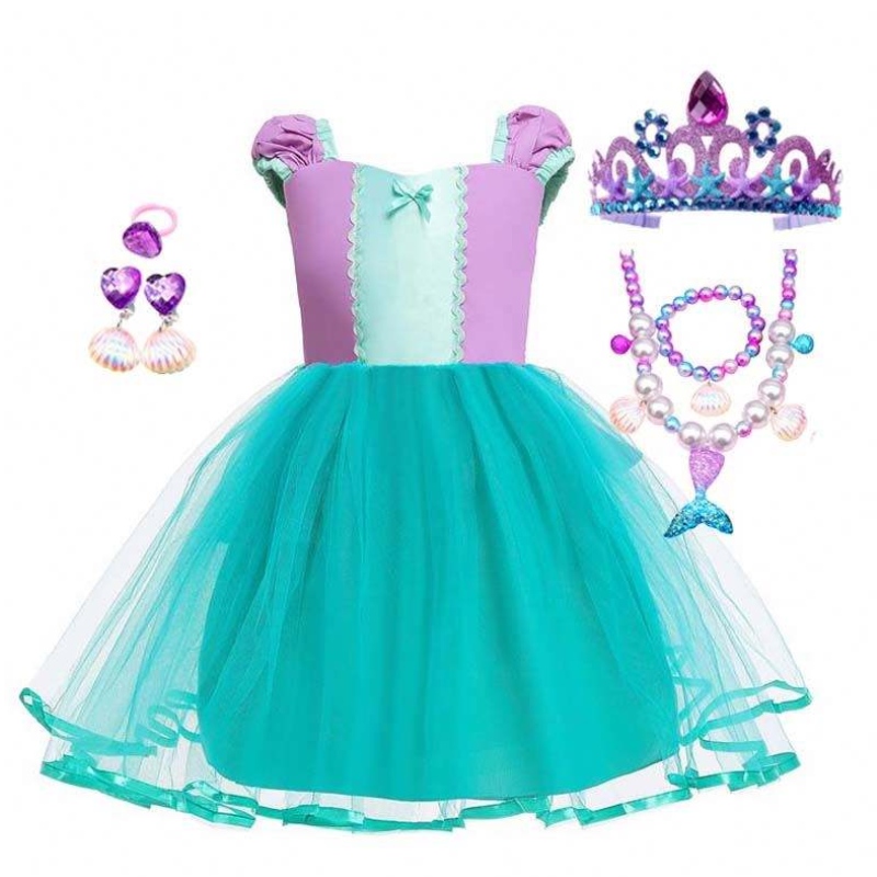 Little Angel sjöjungfru Alice Child Princess Fluffy Blue Tutu Mermaid Theme Dress for Baby Girl HCMM-008