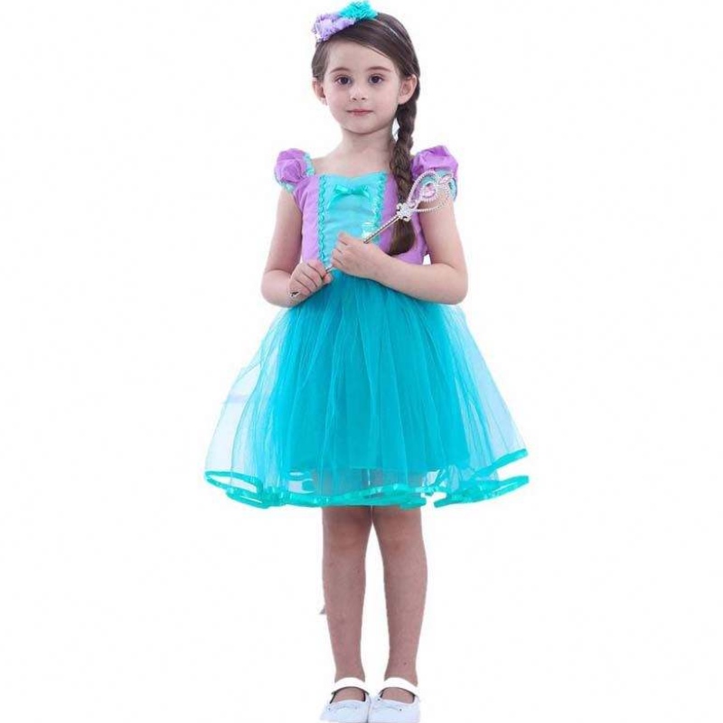 Little Angel sjöjungfru Alice Child Princess Fluffy Blue Tutu Mermaid Theme Dress for Baby Girl HCMM-008