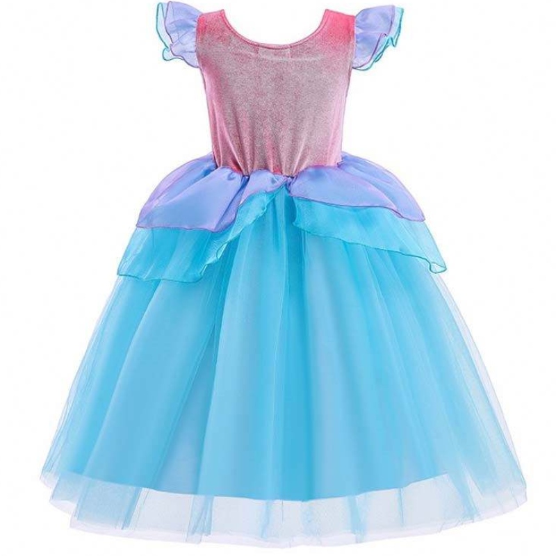 2022 Toppförsäljning Halloween Child Princess-paljetter Ariel Blue Dress Costume HCMM-012