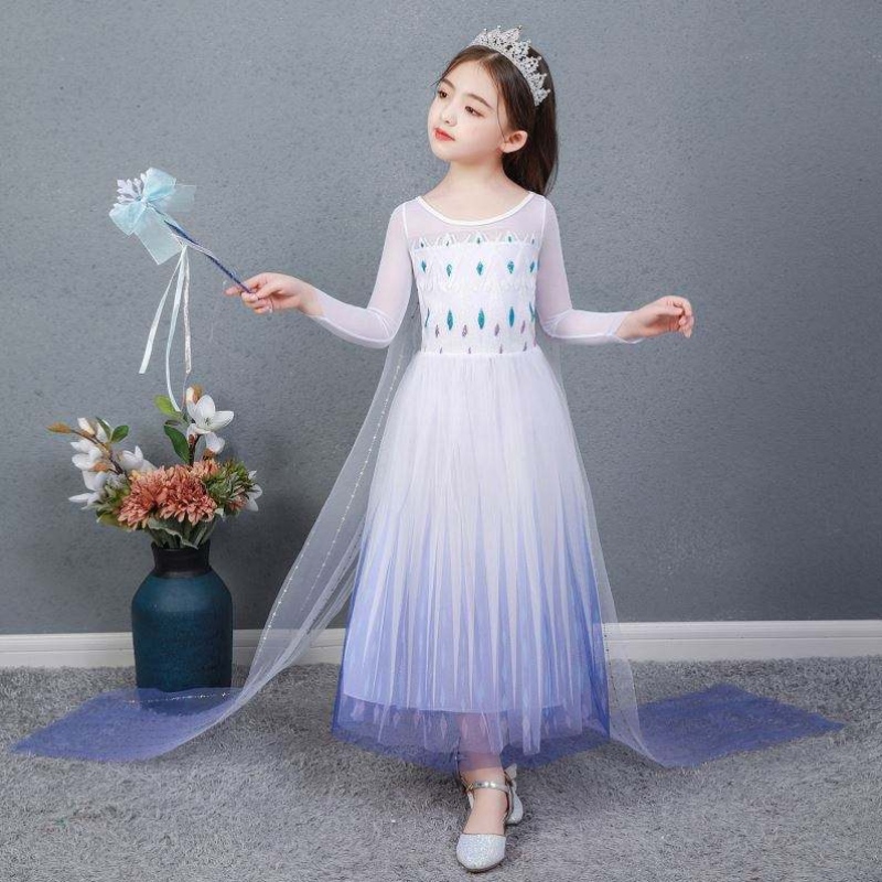 Baige Kids Girl Fancy Cosplay Long Cape Cosplay Party Princess Elsa Dress Costume