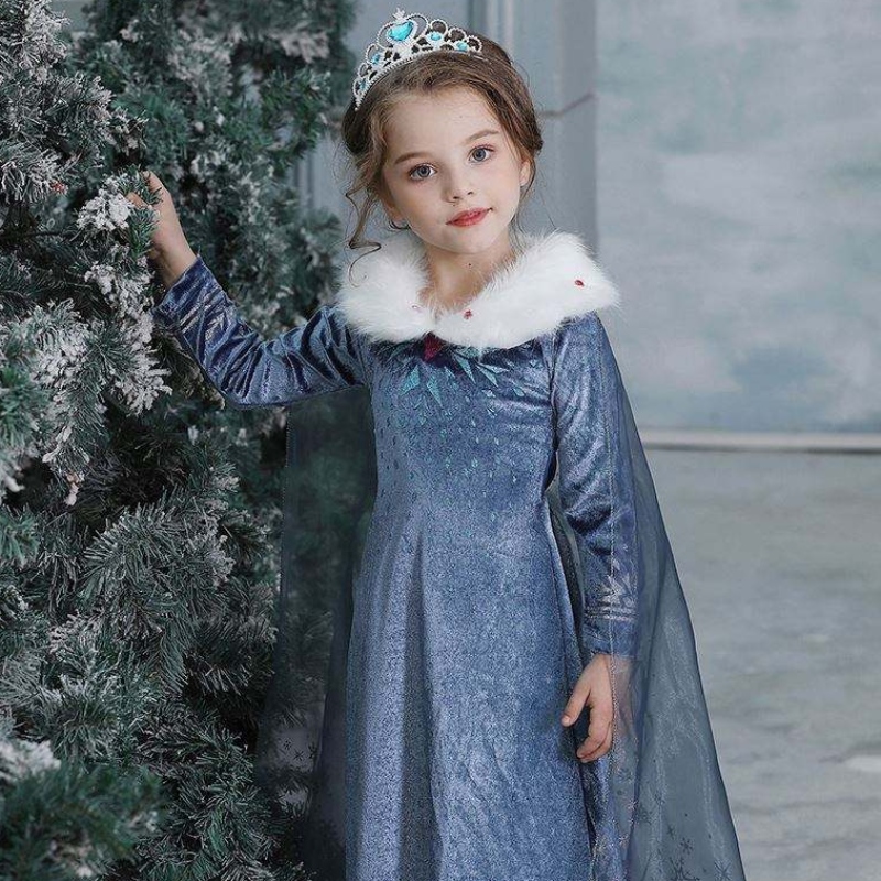 2020 grossistparty Elsa Anna Princess Girl Children Winter Coat Dress Up Costume With Coat