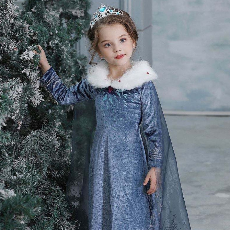 2020 grossistparty Elsa Anna Princess Girl Children Winter Coat Dress Up Costume With Coat