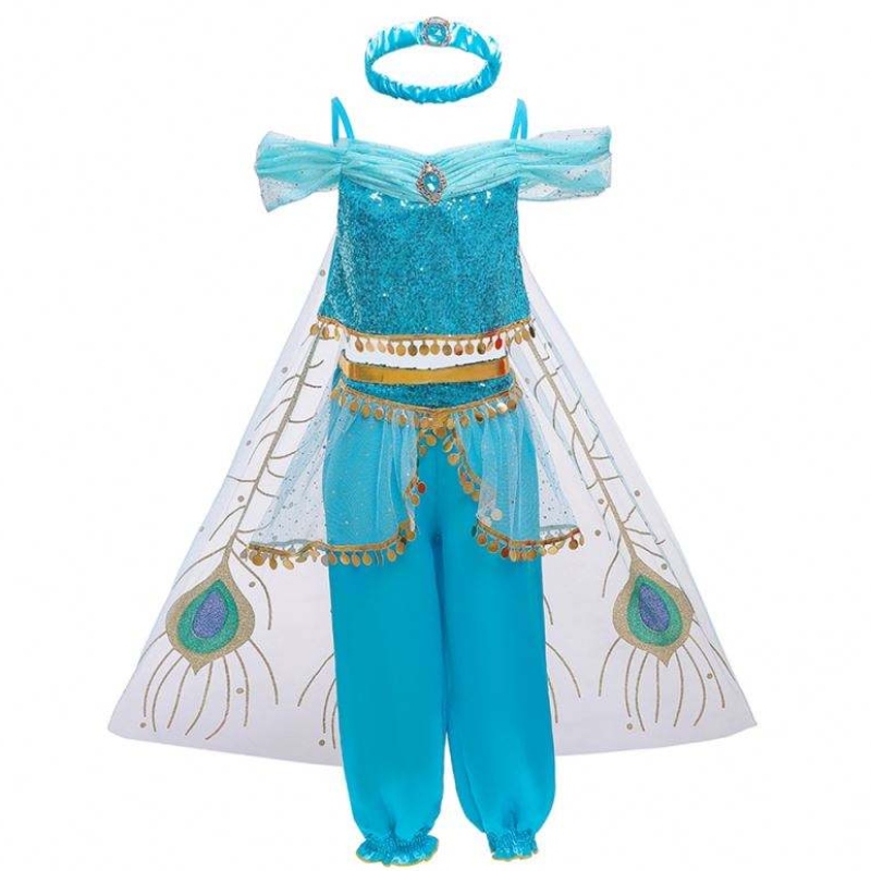 Baige Halloween Princess Jasmine Girl Long Pants With Cloak Kids Princess Fancy Costum BX1638