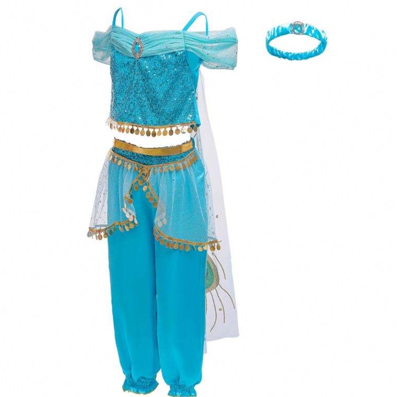 Baige Halloween Princess Jasmine Girl Long Pants With Cloak Kids Princess Fancy Costum BX1638