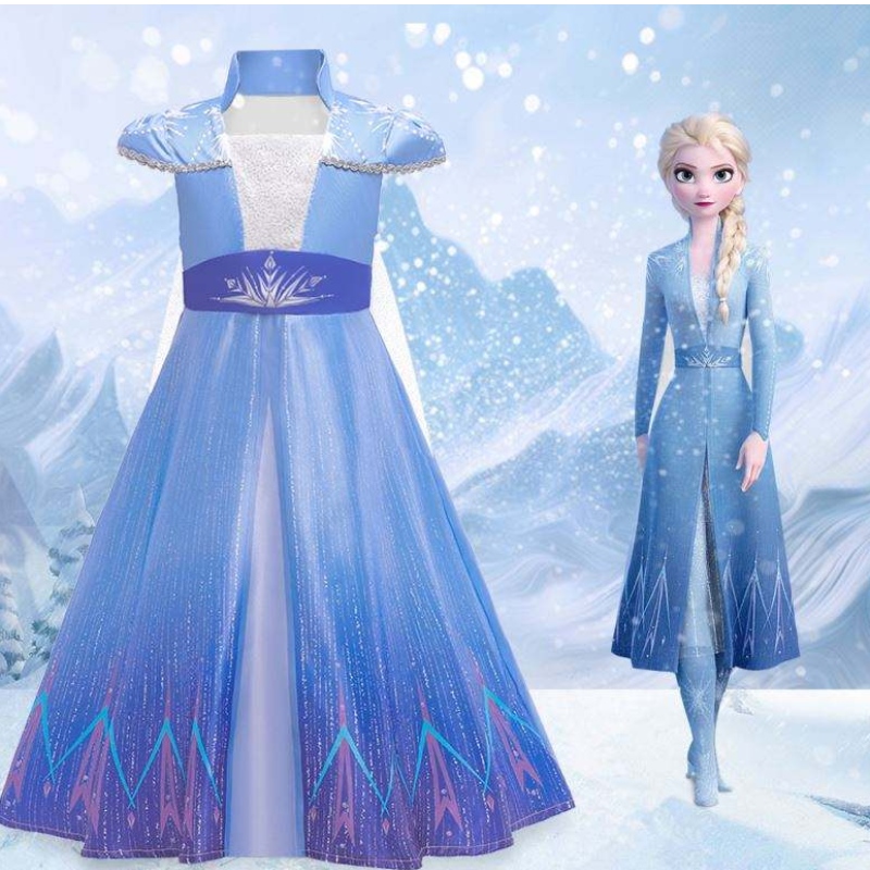 New Elsa Frocks mode korta ärmar kappa halloween fairy prinsessa barn cosplay kostym