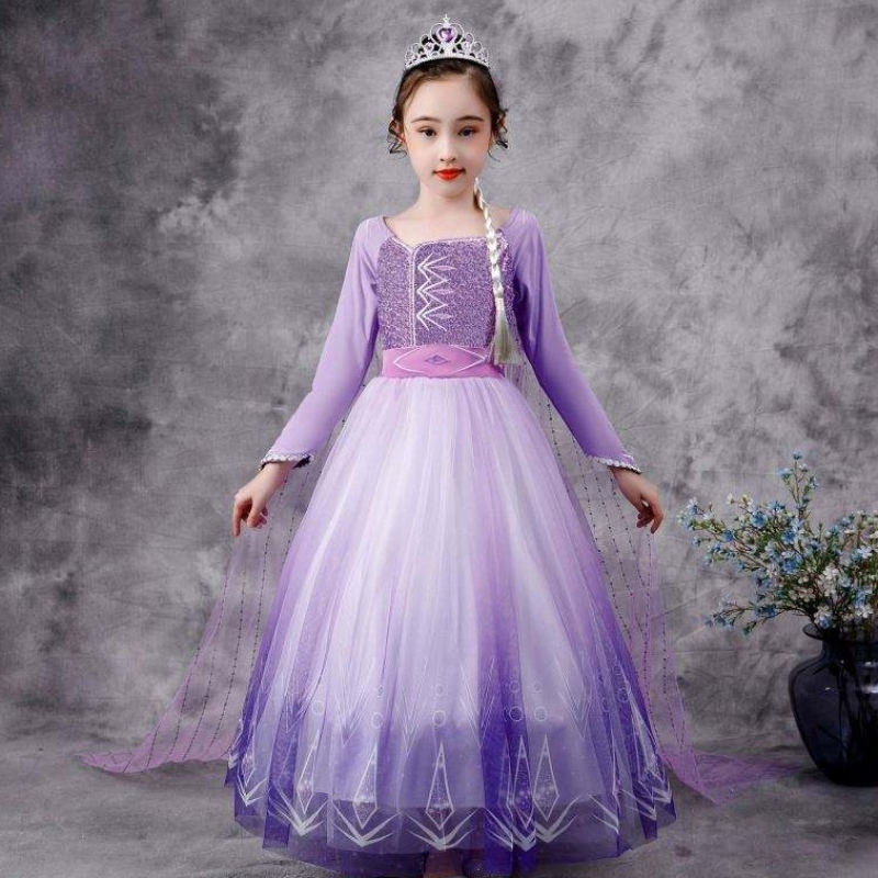 Baige New Elsa Costume 2 Girls Princess Dresses Snow Queen Birthday Fancy Cosplay Long Sleeve Outfit