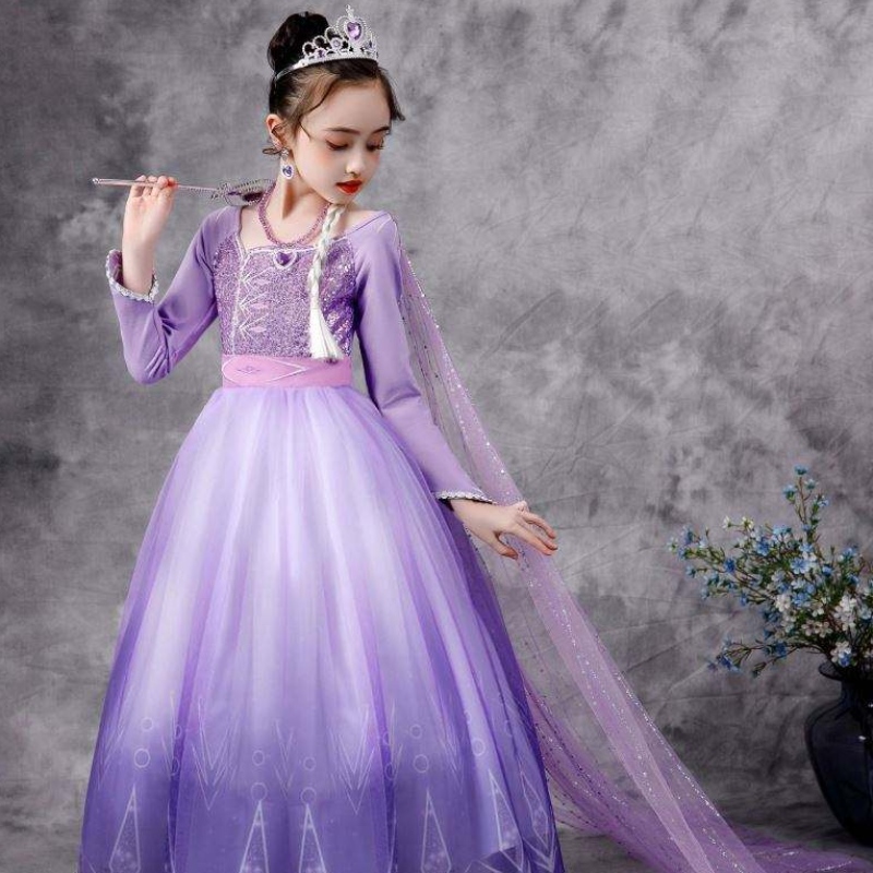 Baige New Elsa Costume 2 Girls Princess Dresses Snow Queen Birthday Fancy Cosplay Long Sleeve Outfit