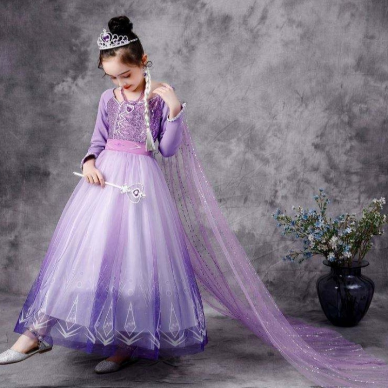 Baige New Elsa Costume 2 Girls Princess Dresses Snow Queen Birthday Fancy Cosplay Long Sleeve Outfit