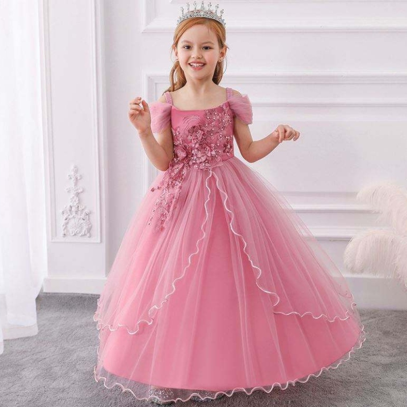 Högkvalitativ Baby Frock Designs Boutique Girl \\ 's vuxen klänning Western Style for Kids Evening Party Girl Dress LP-213