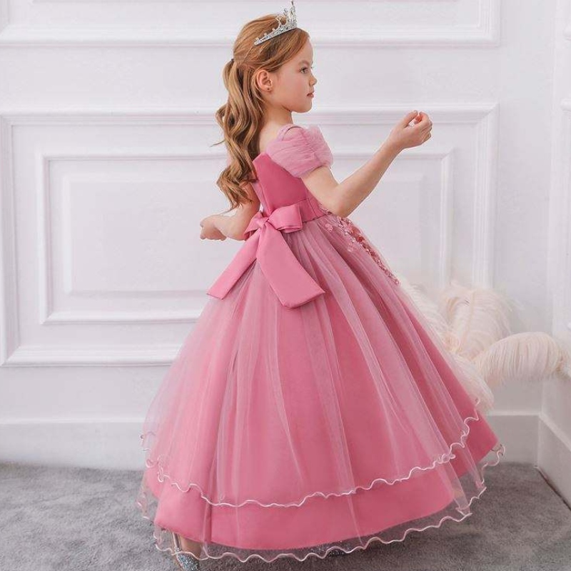 Högkvalitativ Baby Frock Designs Boutique Girl \\ 's vuxen klänning Western Style for Kids Evening Party Girl Dress LP-213